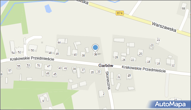 Garbów, Krakowskie Przedmieście, 36, mapa Garbów