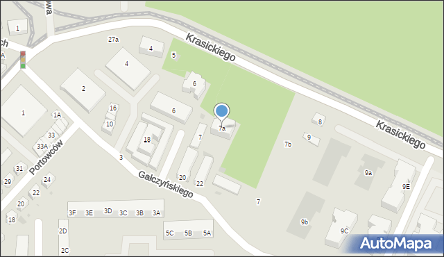 Gdańsk, Krasickiego Ignacego, bp., 7a, mapa Gdańska