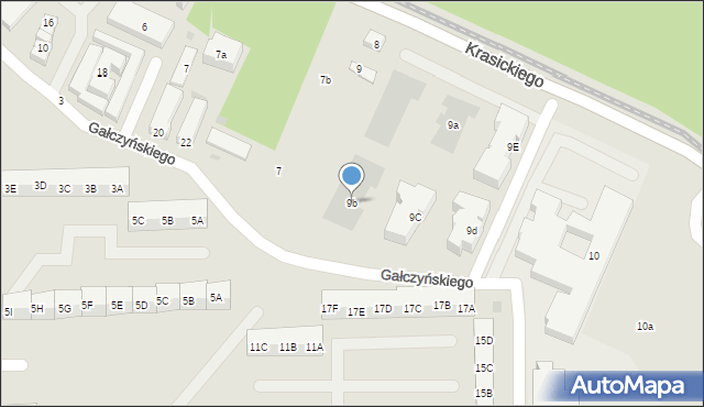 Gdańsk, Krasickiego Ignacego, bp., 9b, mapa Gdańska