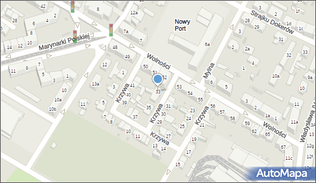 Gdańsk, Krzywa, 33, mapa Gdańska