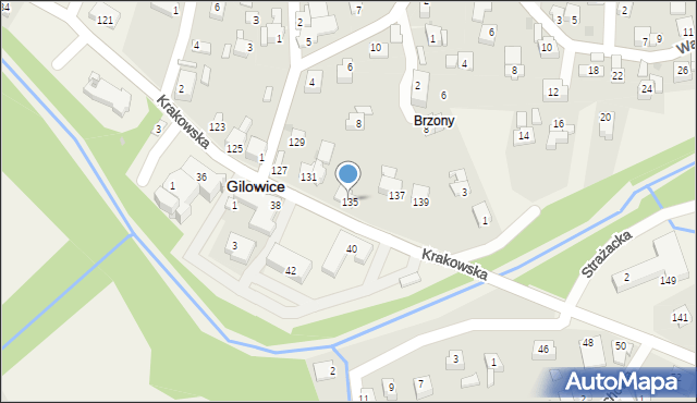 Gilowice, Krakowska, 135, mapa Gilowice