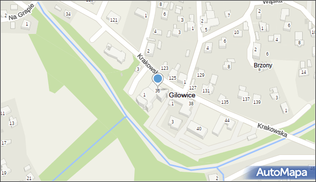 Gilowice, Krakowska, 36, mapa Gilowice