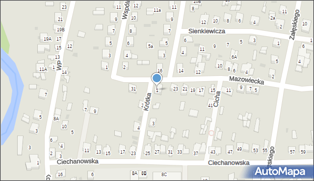 Glinojeck, Krótka, 1, mapa Glinojeck