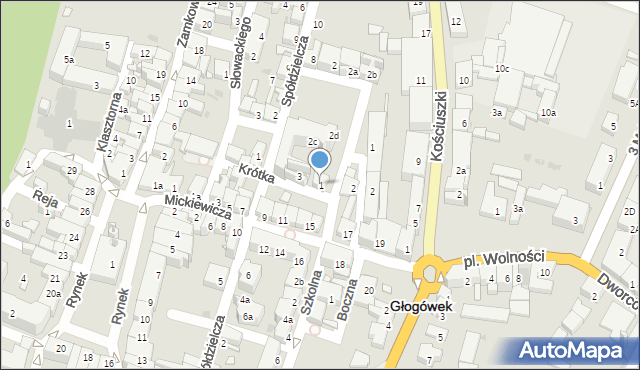 Głogówek, Krótka, 1, mapa Głogówek