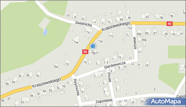 Głuchołazy, Kraszewskiego, 73b, mapa Głuchołazy