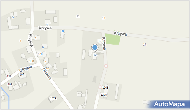 Głuszyna, Krzywa, 12, mapa Głuszyna