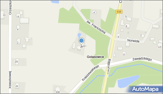 Golasowice, Kraszewskiego, 45, mapa Golasowice