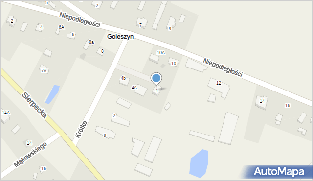 Goleszyn, Krótka, 4, mapa Goleszyn