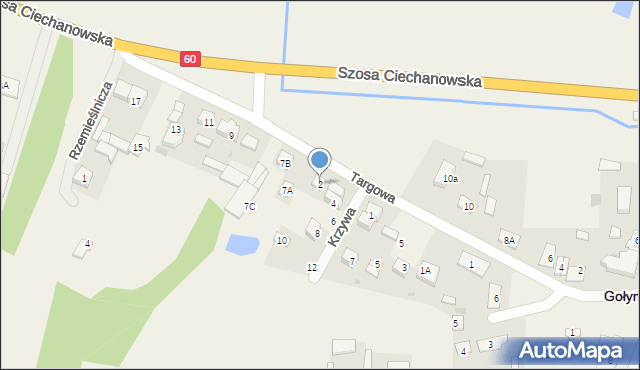 Gołymin-Ośrodek, Krzywa, 2, mapa Gołymin-Ośrodek