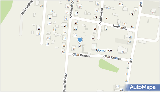 Gomunice, Krasińskiego, 25, mapa Gomunice