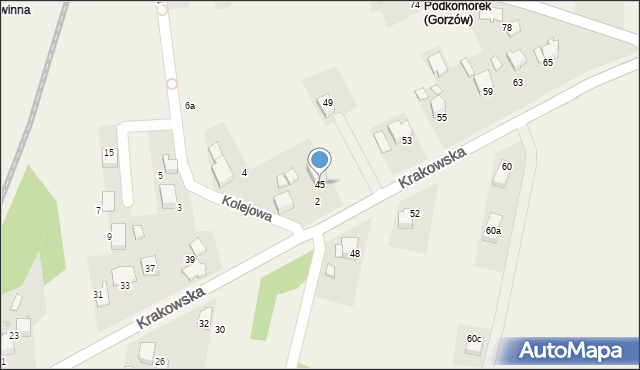 Gorzów, Krakowska, 45, mapa Gorzów