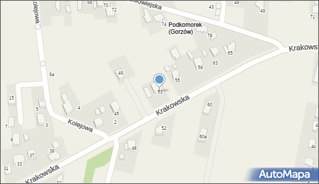 Gorzów, Krakowska, 53, mapa Gorzów