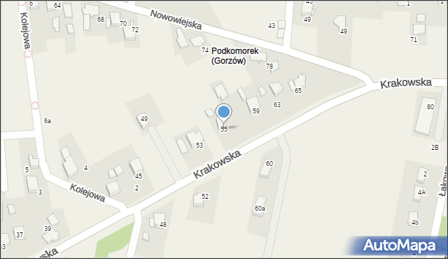 Gorzów, Krakowska, 55, mapa Gorzów