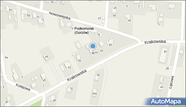 Gorzów, Krakowska, 59, mapa Gorzów