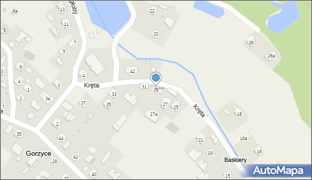 Gorzyce, Kręta, 29, mapa Gorzyce