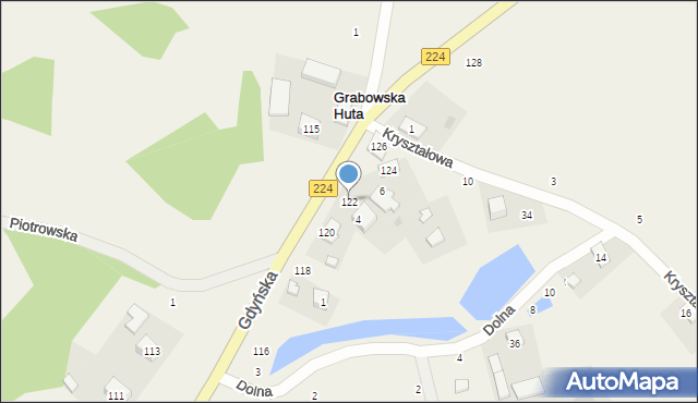 Grabowska Huta, Kryształowa, 122, mapa Grabowska Huta