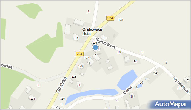 Grabowska Huta, Kryształowa, 6, mapa Grabowska Huta