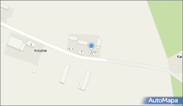 Granowiec, Krzyżna, 11, mapa Granowiec