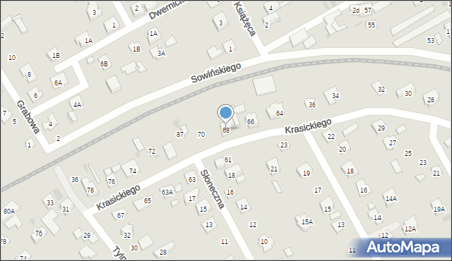 Grodzisk Mazowiecki, Krasickiego Ignacego, bp., 68, mapa Grodzisk Mazowiecki