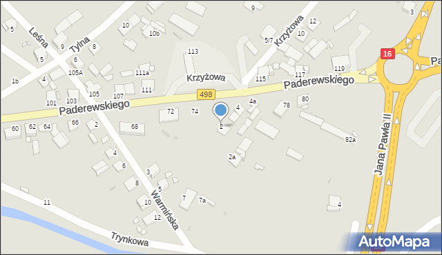 Grudziądz, Krzyżowa, 2, mapa Grudziądza