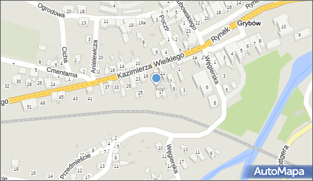 Grybów, Króla Kazimierza Wielkiego, 17a, mapa Grybów