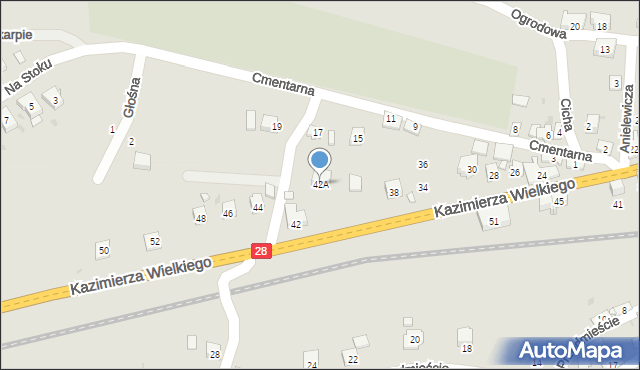 Grybów, Króla Kazimierza Wielkiego, 42A, mapa Grybów