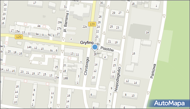 Gryfino, Króla Bolesława Chrobrego, 16, mapa Gryfino