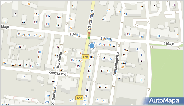 Gryfino, Króla Bolesława Chrobrego, 38a, mapa Gryfino