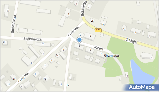 Grzmiąca, Krótka, 1, mapa Grzmiąca