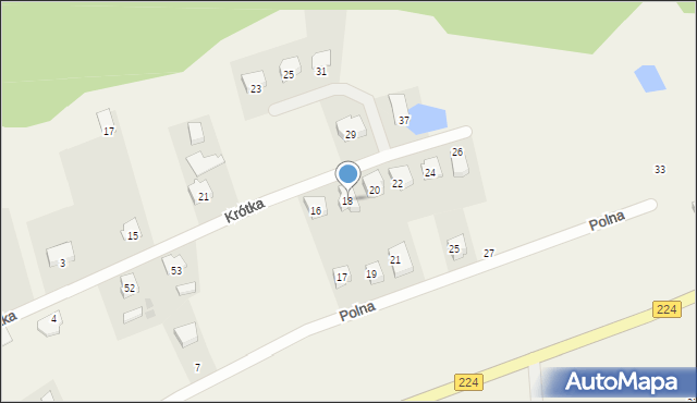 Grzybno, Krótka, 18, mapa Grzybno