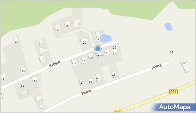 Grzybno, Krótka, 22, mapa Grzybno