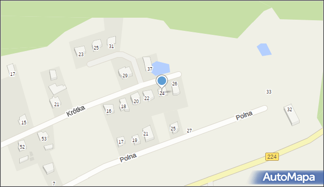 Grzybno, Krótka, 24, mapa Grzybno