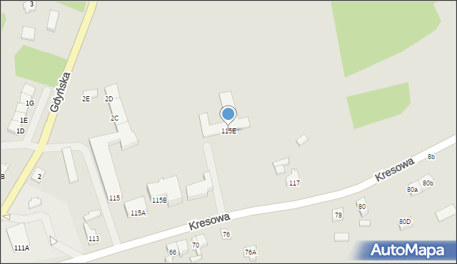 Gubin, Kresowa, 115E, mapa Gubin