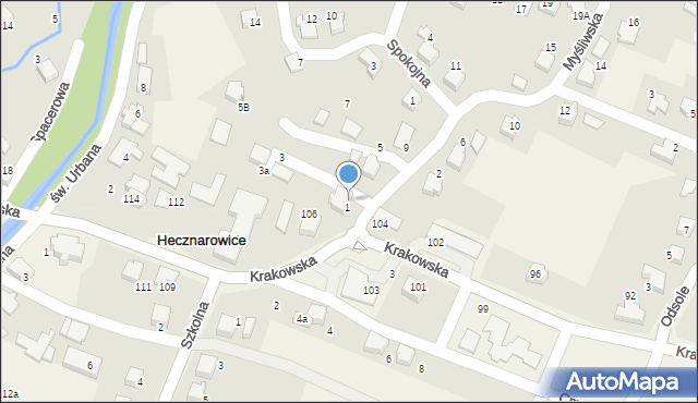 Hecznarowice, Krakowska, 104, mapa Hecznarowice