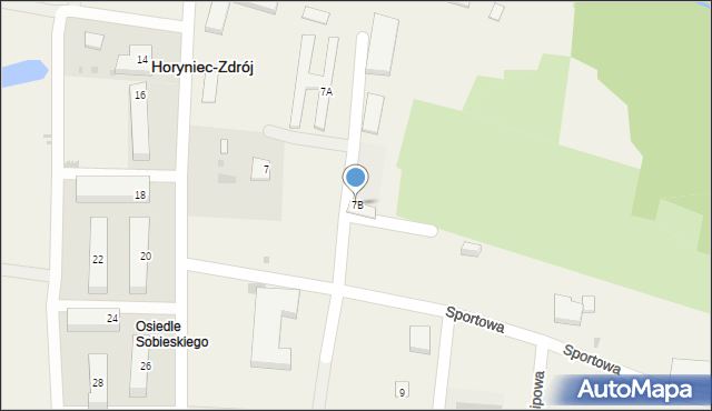 Horyniec-Zdrój, Króla Jana III Sobieskiego, 7B, mapa Horyniec-Zdrój