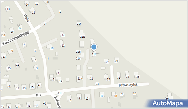 Hrubieszów, Krawczyka, kmdr., 21i, mapa Hrubieszów
