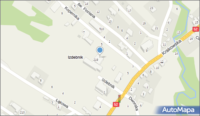 Izdebnik, Krakowska, 1, mapa Izdebnik