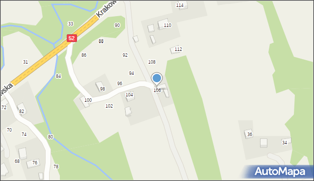 Izdebnik, Krakowska, 106, mapa Izdebnik