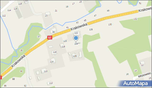 Izdebnik, Krakowska, 124, mapa Izdebnik