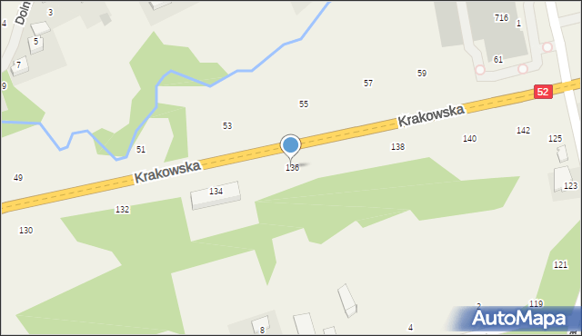 Izdebnik, Krakowska, 136, mapa Izdebnik