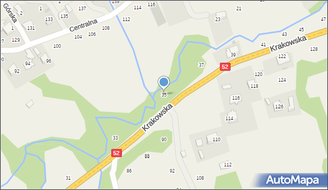 Izdebnik, Krakowska, 35, mapa Izdebnik