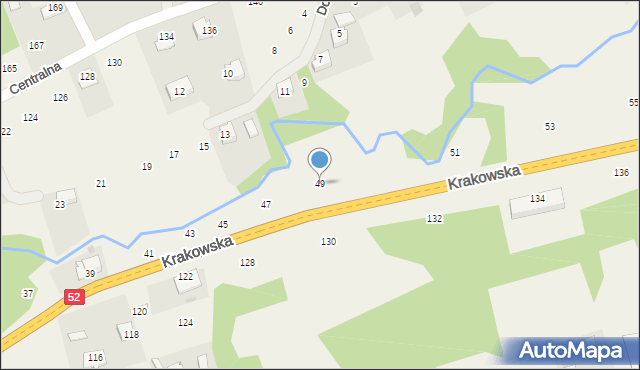 Izdebnik, Krakowska, 49, mapa Izdebnik