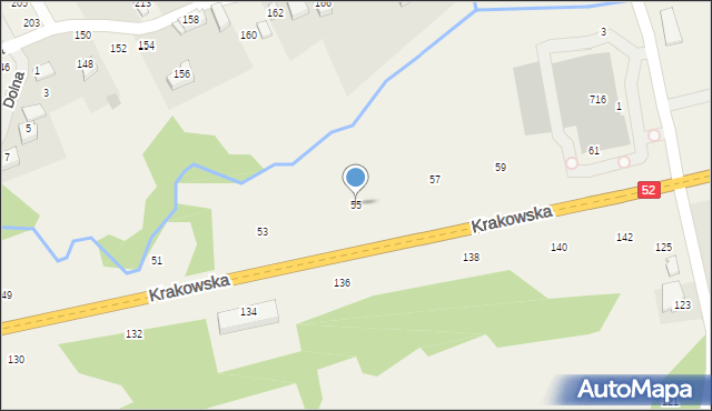 Izdebnik, Krakowska, 55, mapa Izdebnik