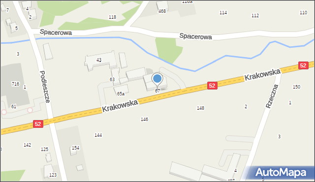 Izdebnik, Krakowska, 67, mapa Izdebnik