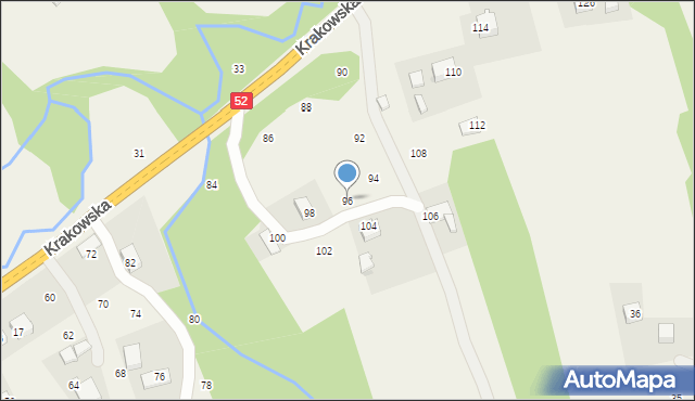 Izdebnik, Krakowska, 96, mapa Izdebnik