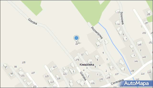 Izdebnik, Kręta, 14, mapa Izdebnik