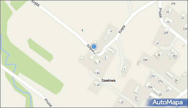 Jabłonka, Kręta, 7, mapa Jabłonka