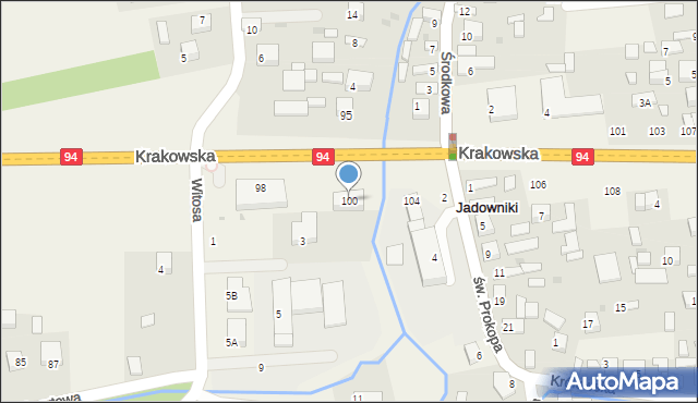 Jadowniki, Krakowska, 100, mapa Jadowniki