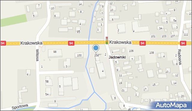 Jadowniki, Krakowska, 104, mapa Jadowniki