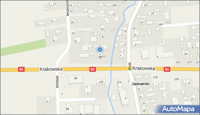 Jadowniki, Krakowska, 95, mapa Jadowniki